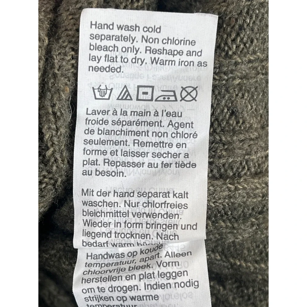 Madewell Mock Neck‎ Sweater Olive Green Merino Wool Blend Slub Knit Small S